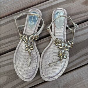 Nina Vintage Keegan Royal Embellished Good T-Strap Thong Sandals Women’s Sz 8.5